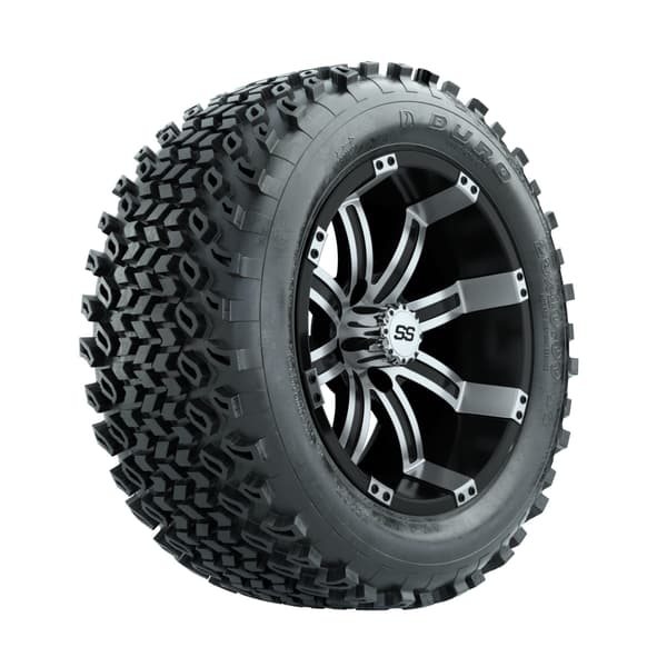 GTW Tempest Machined/Black 14 Inch Wheels on 23x10-14 Duro Desert All Terrain Tires - Full Set