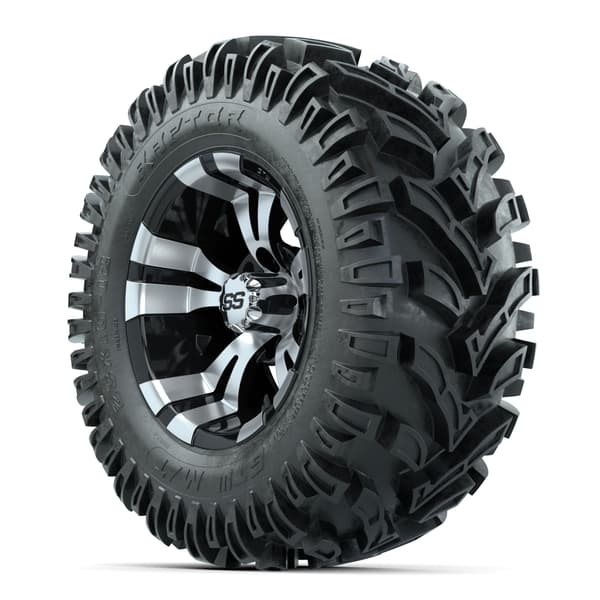 GTW Vampire 12" Black/Machined Wheels with 23x10-12 Raptor Mud Tires - Full Set